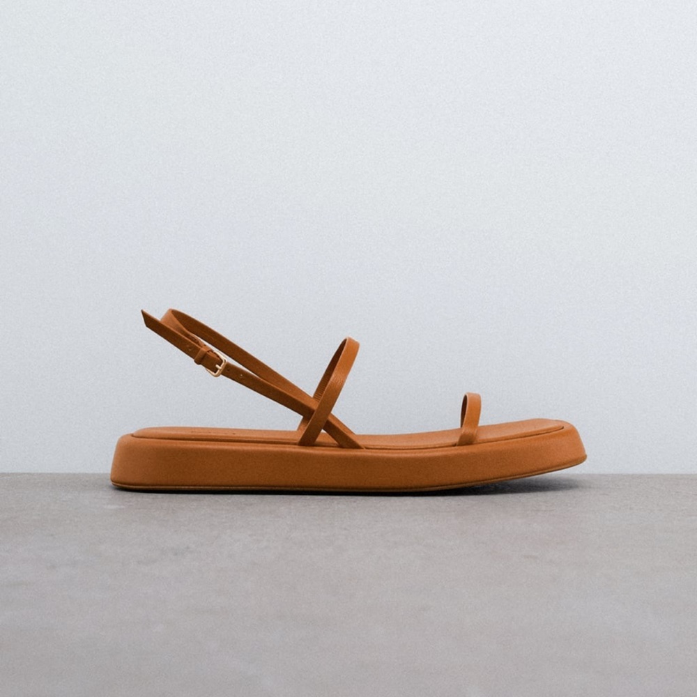 ZARA brown flat leather sandals